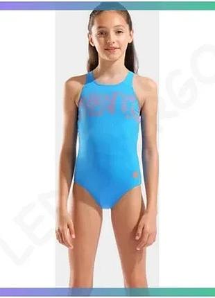 Купальник для девочек arena graphic swimsuit v back голубой 140 см для плавания спортивный купальник sku_006680-805