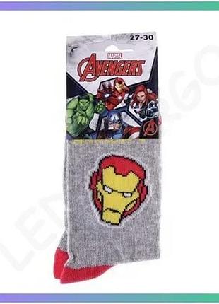 Шкарпетки marvel iron man светло-серые 27-30 для детей с принтом для повседневного ношения sku_83899320-5