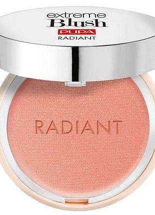 Компактные румяна для лица с эффектом сияния pupa extreme blush radiant, 040 orange vibes, 4 г