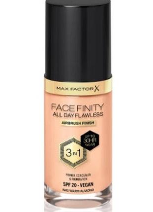 Тональна основа для обличчя max factor facefinity all day flawless 3-in-1 foundation spf 20, 45 warm almond, 30 мл
