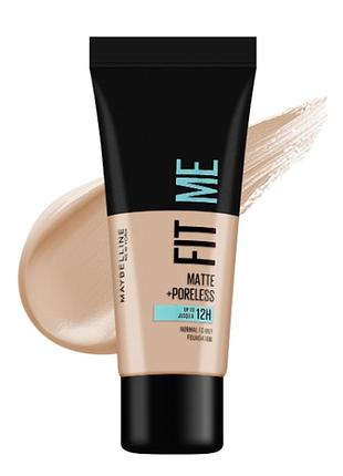 Матувальний тональный крем maybelline new york fit me! matte + poreless foundation 110 porcelain, 30 мл