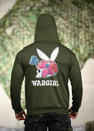 Мужское милитари худи trenash «wargirl» (масло) - тактическая толстовка с авторским принтом, военная худи оверсайз, теплая кофта с