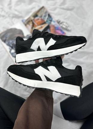 Черные кроссовки унисекс new balance 327 black white х нью беланс 44