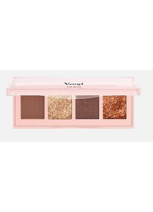 Палетка тіней для повік pupa vamp! palette 4 ombretti 002 gold bronze, 5.2 г