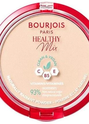 Компактная пудра для лица bourjois poudre compacte healthy mix clean, 01 ivoire, 10 г