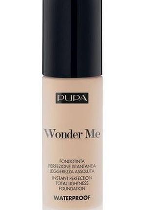 Водостойкая тональная основа для лица pupa waterproof wonder me fluid foundation 020 light beige, 30 мл