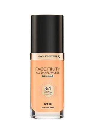 Тональна основа для обличчя max factor facefinity all day flawless 3-in-1 foundation spf 20 - 70 warm sand, 30 мл
