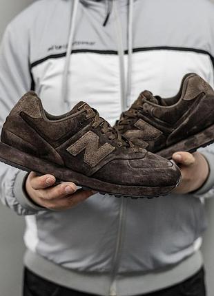 Коричневые кроссовки унисекс new balance 574 stone island ghost pack dark brown x нью беланс 43