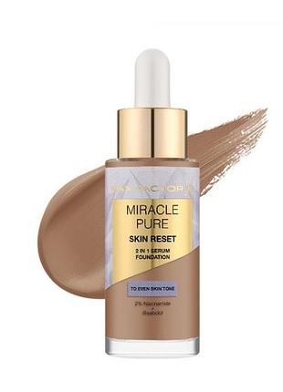 Тональний крем-сироватка для обличчя max factor miracle pure 2in1 skin reset serum foundation 60-80 - light to mediumt, 30 мл