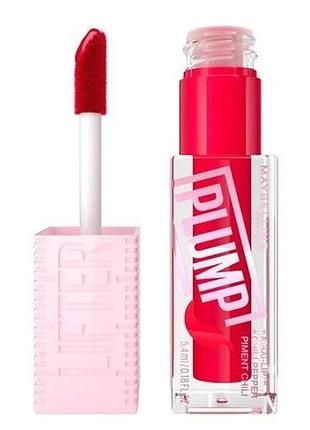 Блиск-плампер для губ maybelline new york lifter plump з екстрактом перцю чилі 004 red flag, 5.4 мл