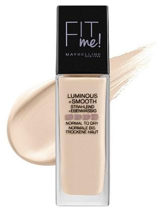 Рідка тональна основа maybelline new york fit me luminous & smooth liquid foundation 110 porcelain, 30 мл