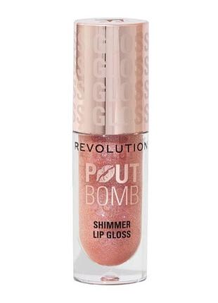 Блиск для губ makeup revolution shimmer bomb lip glimmer nude, 4.6 г