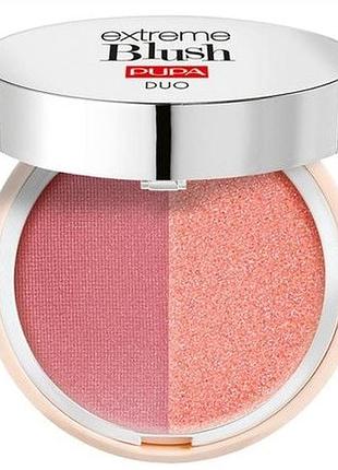 Двойные компактные румяна pupa extreme blush duo 110 radiant amarant glow watermelon, 4 г