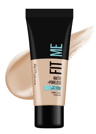 Матувальний тональный крем maybelline new york fit me! matte + poreless foundation 100 warm ivory, 30 мл