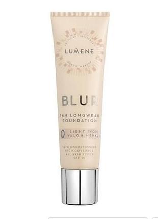 Крем тональний стійкий lumene blur 16h longwear foundation spf 15 (0 light ivory), 30 мл