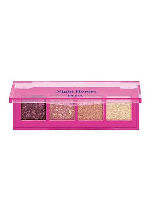 Палетка теней pupa night heroes palette of 4 multi-finish eyeshadows 002, 5,2 г