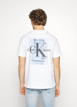 Оригінальна чоловіча біла футболка calvin klein jeans (розмір м)