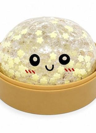 Антистресс пельмень в пароварке с орбизом squishy dumpling stress ball glitter & orbeez сквиш 1шт (9см)