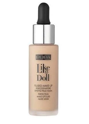 Жидкая тональная основа pupa like a doll perfecting make-up fluid nude look 10, 30 мл
