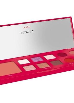 Палетка для макияжа губ обличчя та очей pupa beaty kits pupart s red, 11,4 г