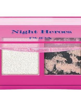 Палетка теней pupa night heroes palette of 4 multi-finish eyeshadows 001, 5,2 г