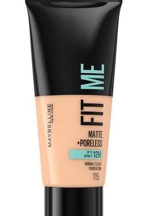 Матувальний тональный крем для обличчя maybelline new york fit me! matte + poreless foundation 115 ivory, 30 мл
