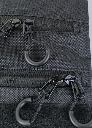 Сумка мессенджер через плечо мужская черная 4 отделения панель velcro с кобурой 5