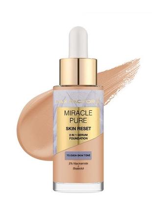 Тональный крем-сыворотка для лица max factor miracle pure 2in1 skin reset serum foundation 30-40 - fair to light, 30 мл