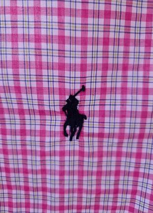 Polo ralph lauren рубашка мужская s розовая в клетку 100% хлопок classic fit