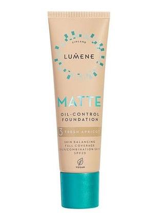 Тональна основа матуюча lumene matte oil-control foundation spf 20 (3 fresh apricot), 30 мл
