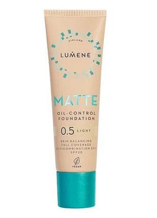 Тональна основа матуюча lumene matte oil-control foundation spf 20 (0.5 light), 30 мл