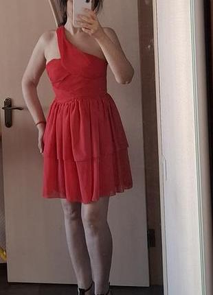 Коктейльное платье, коралловое платье, платье h&amp;m, короткое платье