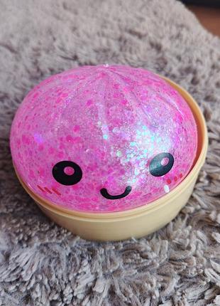 Антистресс пельмень в пароварке с орбизом squishy dumpling stress ball glitter & orbeez сквиш 1шт (9см)