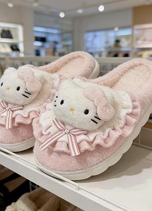 Капці hello kitty тапочки плюшеві теплі капці sanrio