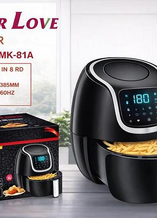 Воздушная фритюрница 1500w на 8 литров с кнопками / безмасляный аэрогриль для здорового питания