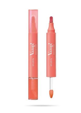 Тинт для губ двухсторонний pupa vamp! marker duo lip marker & oil-gloss 008 orange sorbet, 1.4lip marker/oil-gloss2.6 мл