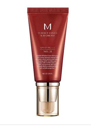 Тональний вв крем missha м perfect cover bb cream spf42 pa+++ 13 bright beige, 50 мл