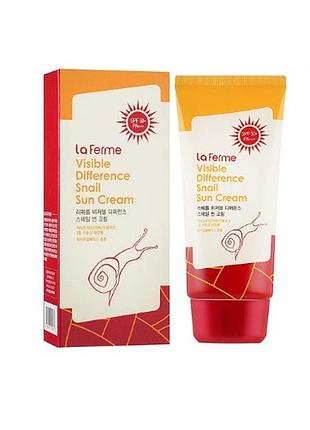 Сонцезахисний крем із екстрактом равлика spf50+ farmstay visible difference snail sun cream, 70 мл