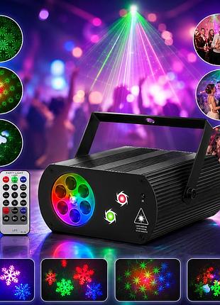Лазерный rgb проектор 16 отверстий с пультом ду / дискотечная установка для домашних вечеринок
