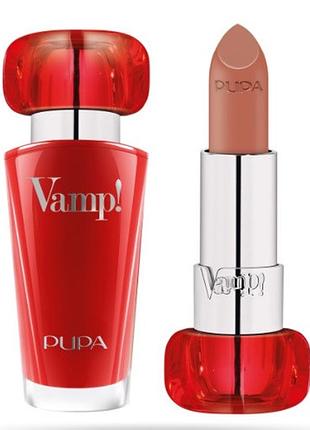 Помада pupa vamp!lipstick extreme colour with plumping treatment 105 light chestnut 35г