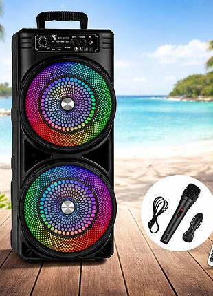 Портативна караоке-колонка ttd-2807 8" з rgb-підсвічуванням та bluetooth / акустична система з мікрофоном