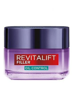 Дневной антивозрастной гель-крем l'oreal paris revitalift filler oil control hyaluron gel-cream для комбинированной кожи, 50 мл