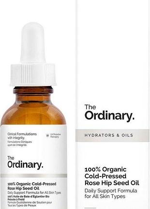 Масло из семян шиповника the ordinary 100% organic cold-pressed rose hip seed oil, 30 мл