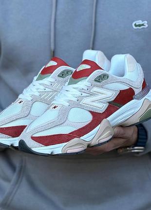 Білі кросівки унісекс new balance 9060 white red green х нью беланс 39