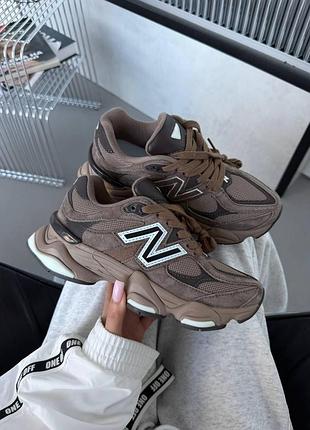 Коричневі кросівки унісекс new balance 9060 chocolate white х нью беланс 40