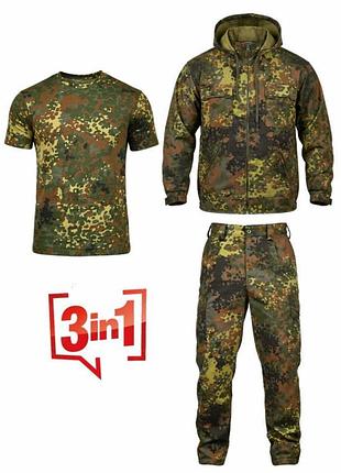 Військова форма 3в1 bundeswehr — всесезонний тактичний комплект (куртка з флісовою підстьожкою та штани) xl