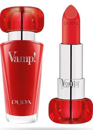 Помада pupa vamp!lipstick extreme colour with plumping treatment 305 true orange 35г