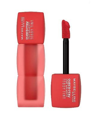 Стійка матова помада-тинт для губ maybelline new york superstay teddy tint 30 - coquettish, 5 мл