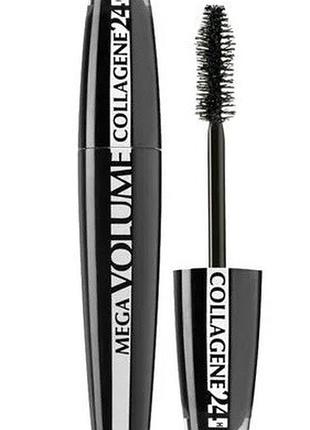 Туш для вій l'oreal paris mega volume collagene 24h ultra black, 9 мл
