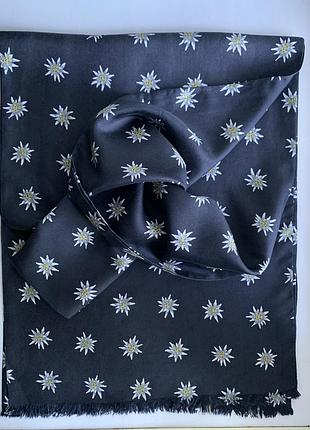 Роскошный винтажный шарф christian fischbacher 100% silk • двойной саржевый шелк • edelweiss